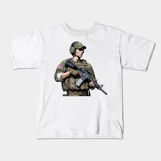 Tactical Man Kids T-Shirt by Rawlifegraphic